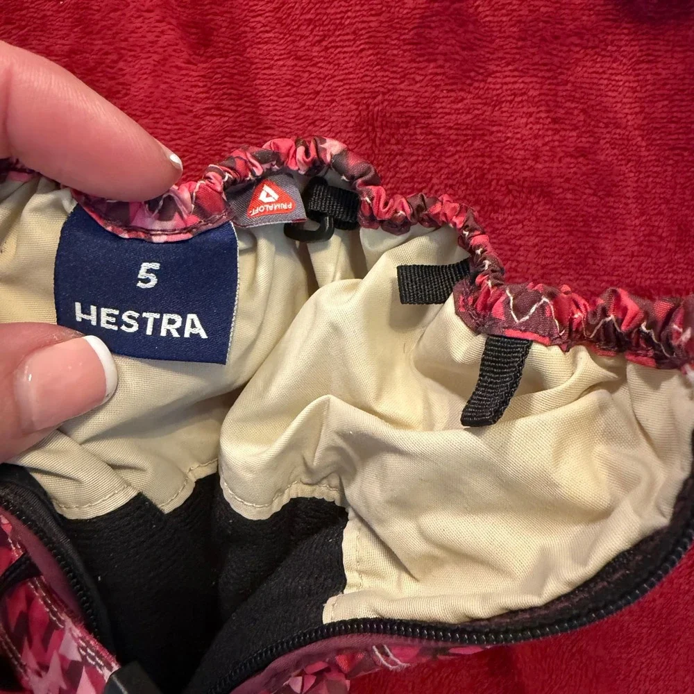 Hestra Kids Primaloft Insulated Winter Mittens‎ Pink Red Geometric Print Size 5